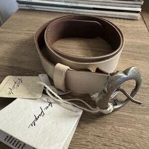 Free People Cream and Brown Leather Belt